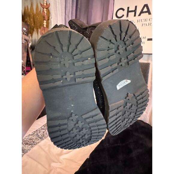 Betsey Johnson x torrid black rhinestone Hudson rocket combat boot 10 ww - Picture 13 of 15